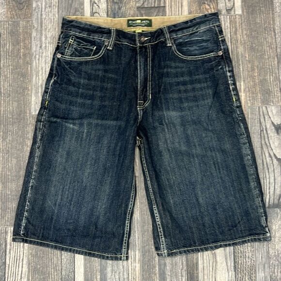 🔥🔥 Y2K ECKO UNLTD. Baggy Denim Embroidered Jean Shorts “JORTS” Sz 36 - PERFECT - Picture 6 of 8
